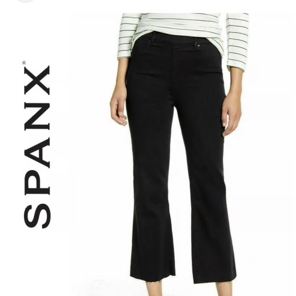 SPANX women’s cropped flare Charcoal Denim Jeans size large